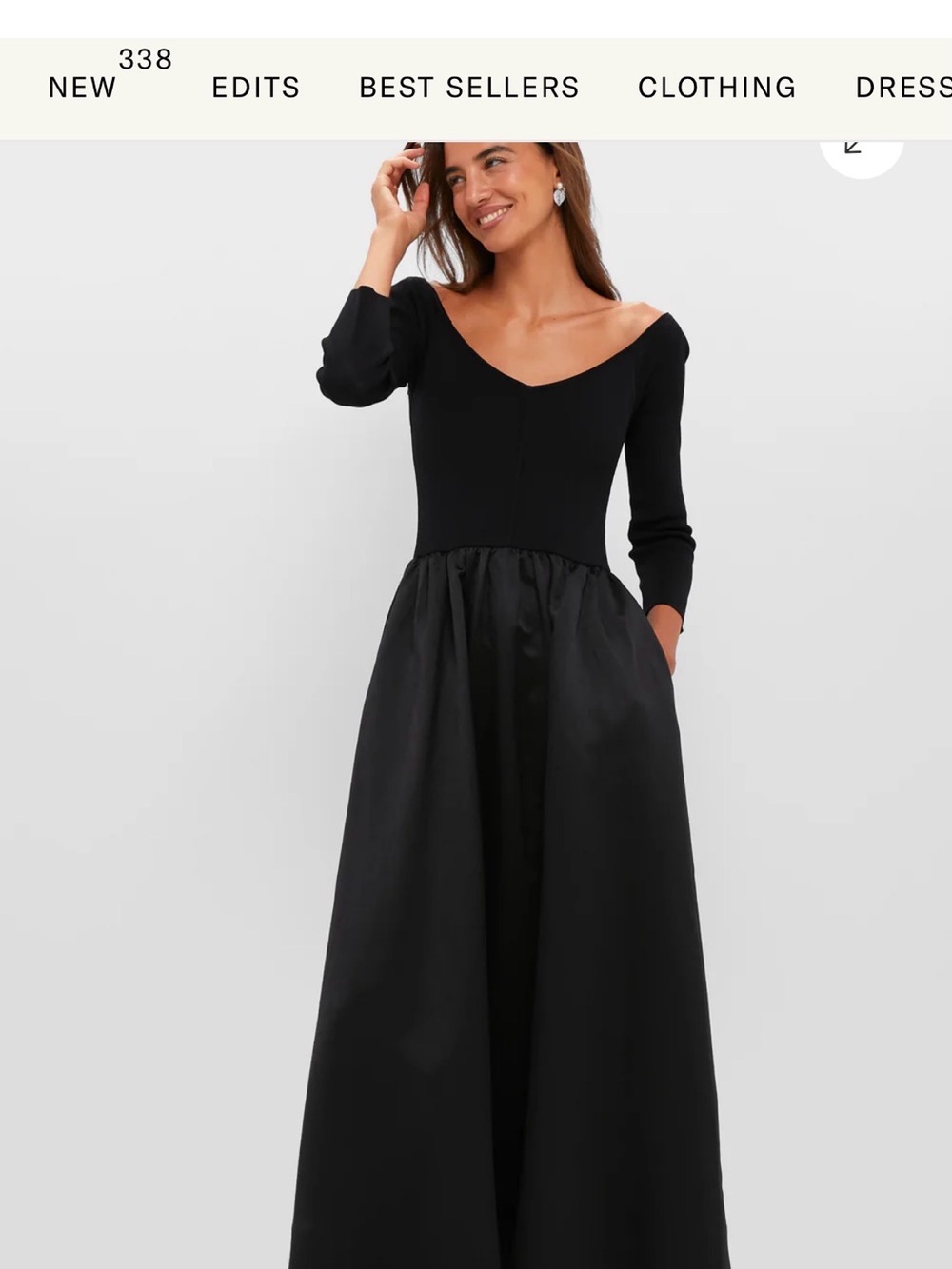 Tuckernuck Black V-Neck Long Sleeve Gown with Full Skirt